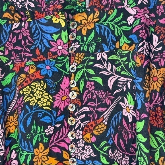 NWOT: Farm Rio Tropical Garden Viscose Long Sleeve Midi Dress. Size XS. - Picture 5 of 6